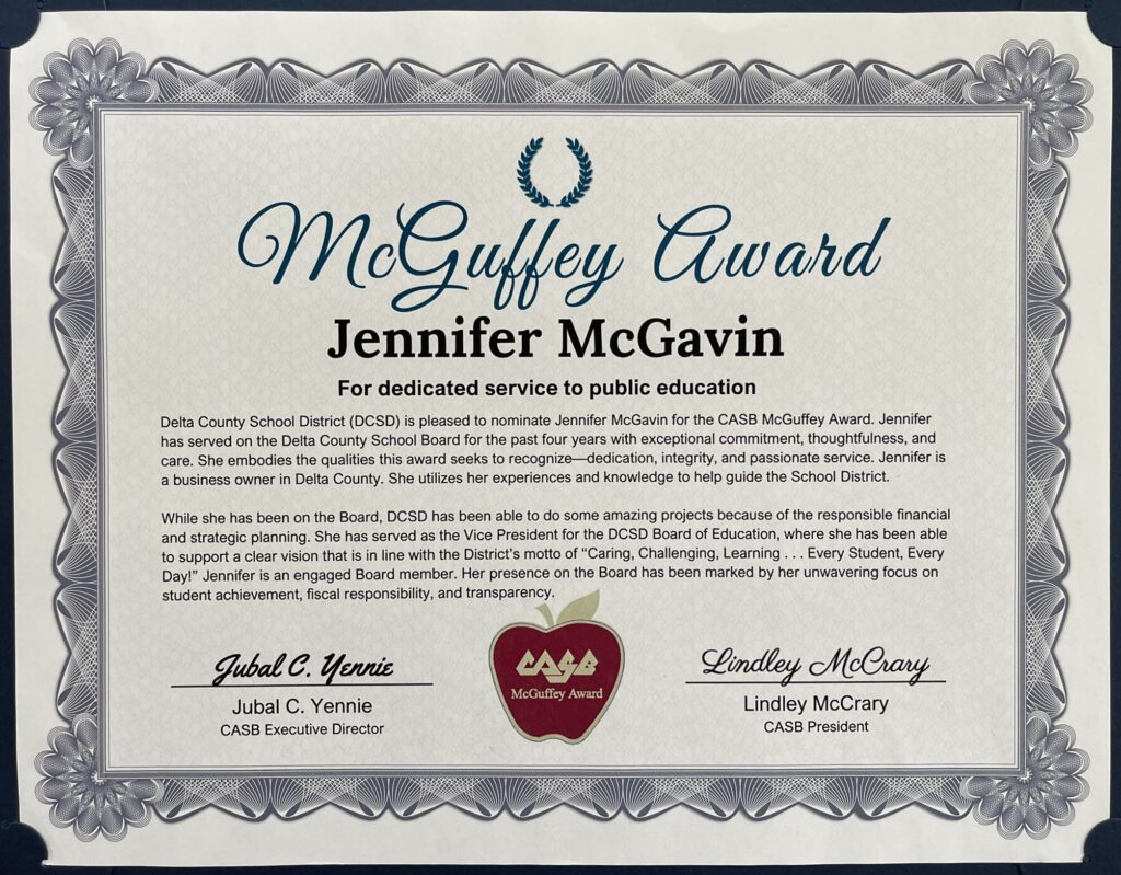 McGuffey Award - Jennifer McGavin